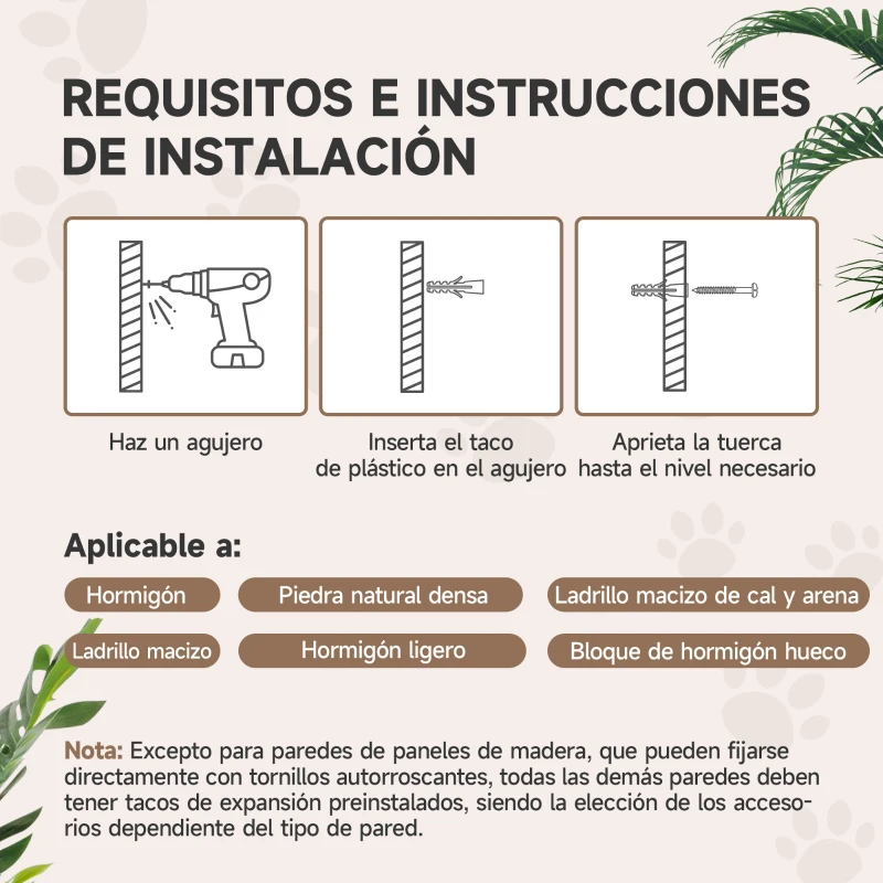 Juego de Pared para Gatos con Plataforma, Escalera y Rascador de Sisal - Imagen 7