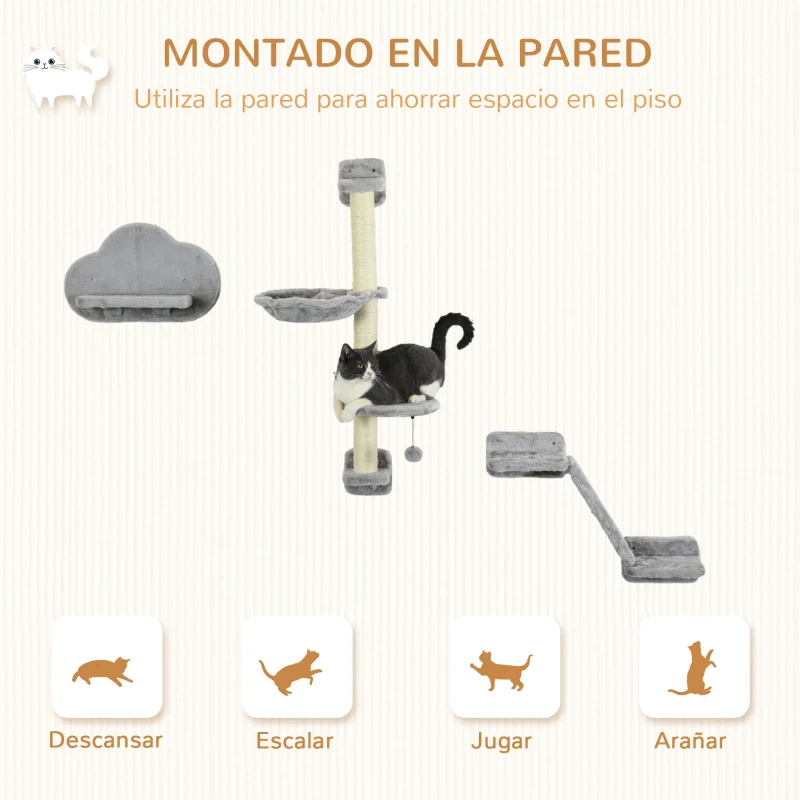 Escalada Pared para Gatos con Rampa y Rascador – Juego Modular 3 Piezas - Imagen 4