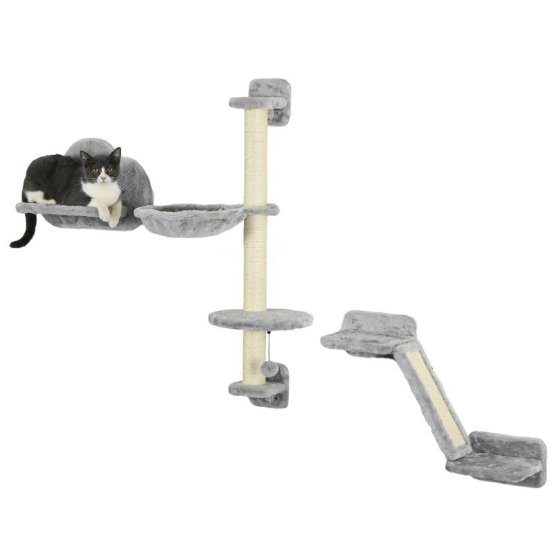 Escalada Pared para Gatos con Rampa y Rascador – Juego Modular 3 Piezas