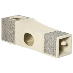 Túnel para Gatos de Interior con Rascador y Bola Colgante