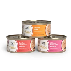 Pollo desmenuzado para gatos Catit Cuisine Fillet (pack de 12 latas)